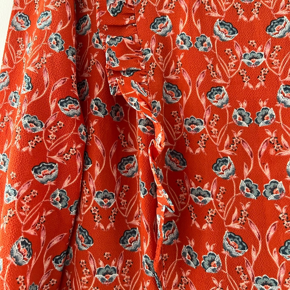 Red/Orange Floral Long-Sleeve Dress - Picture 6 of 8
